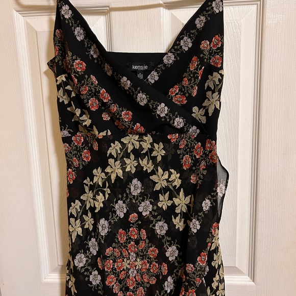Boho Black Floral Print midi hi low Dress - Picture 2 of 4